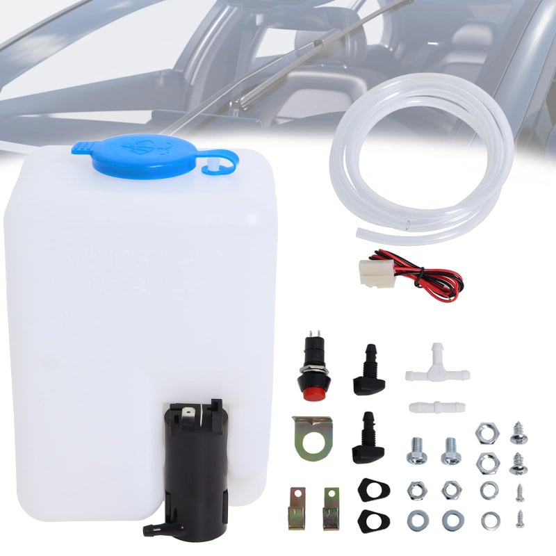 Swess Car Windshield Washer Pump Universal Reservoir Kit 99300 Fluid Reservoir Tank Bottle with Pump - Image 1